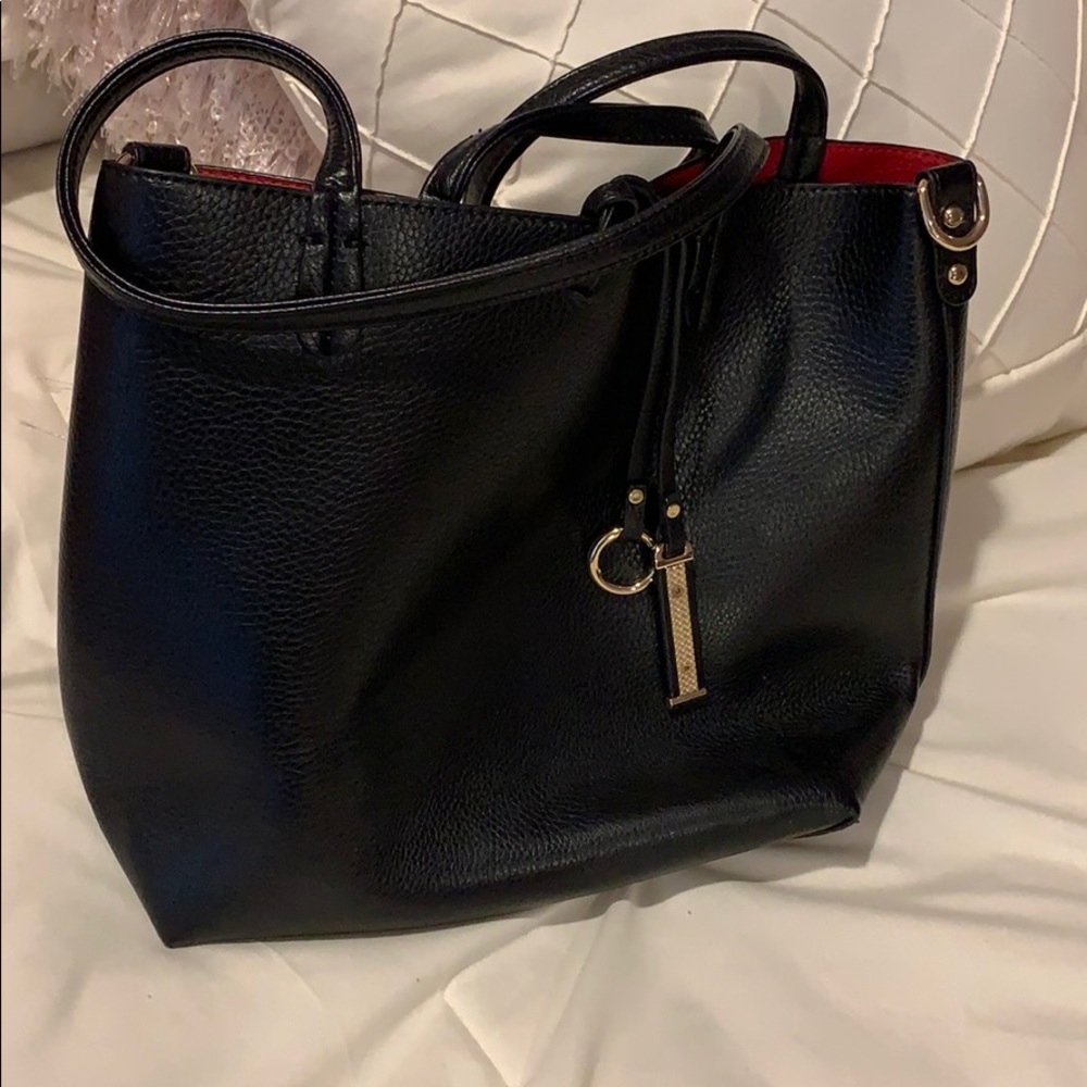 Black leather shoulder bag